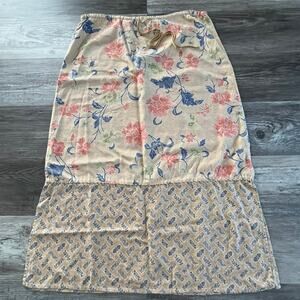 Vintage Y2K Liz Claiborne Cream Pink Floral Womens‎ 16 Beaded Cottage Maxi Skirt